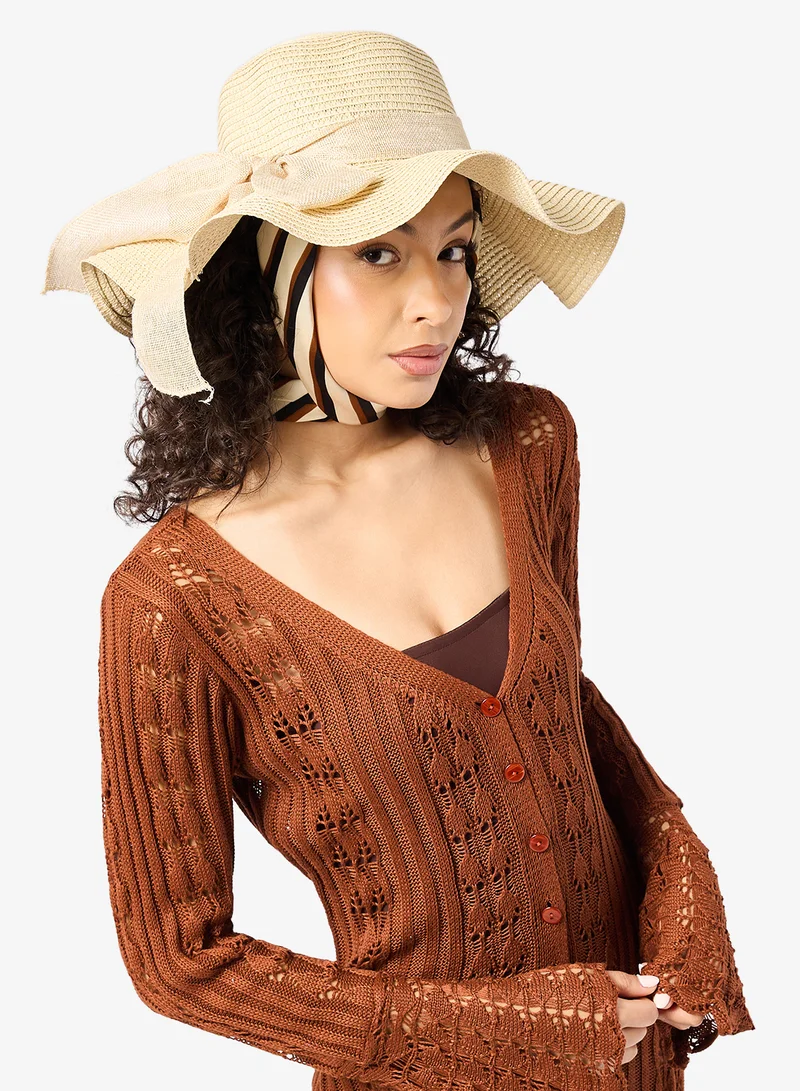 Ginger  Raffia Material Ribbon Tie Detail for Women | Best Price UAE